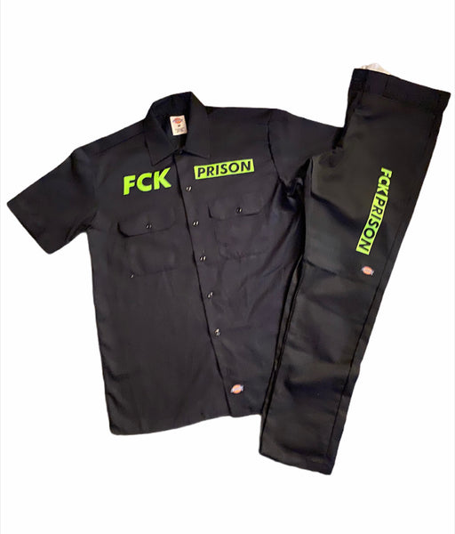 FCK PRISON Dickies - Black & Slime  *LIMITED EDITION*