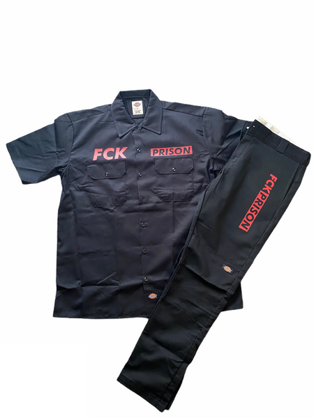 FCK PRISON Dickies - Black & Red