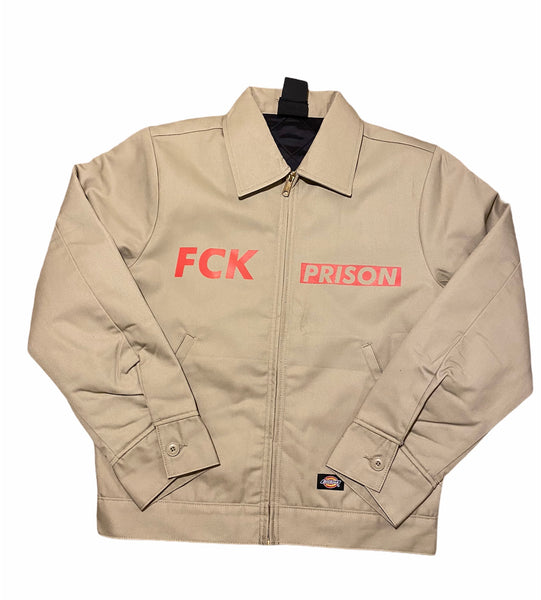 FCK PRISON Dickies Jacket - Tan/Red