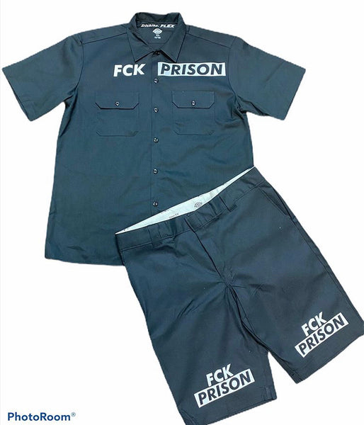 FCK PRISON Dickie’s Shorts Set - black  *LIMITED EDITION*